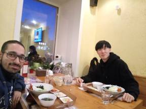 I with SangHyeon, we went to a Korean restaurant called Bap-jib, 21 February, 2019